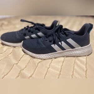 Adidas Black and White Sneakers with Mesh Upper